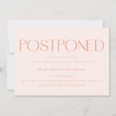 Minimalistische Uitgestelde Wedding Update Peach Kaart (Voorkant)