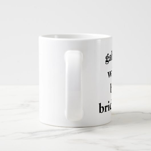 Minimalistische uitnodiging bruidsmeisje zwart gep grote koffiekop (Achterkant)