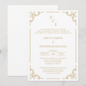minimalistische uitnodiging in brons en goud (Voorkant / Achterkant)