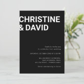 Minimalistische uitnodiging in zwarte en witte let (Staand voorkant)