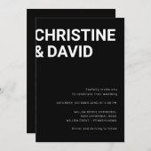 Minimalistische uitnodiging in zwarte en witte let (Voorkant / Achterkant)