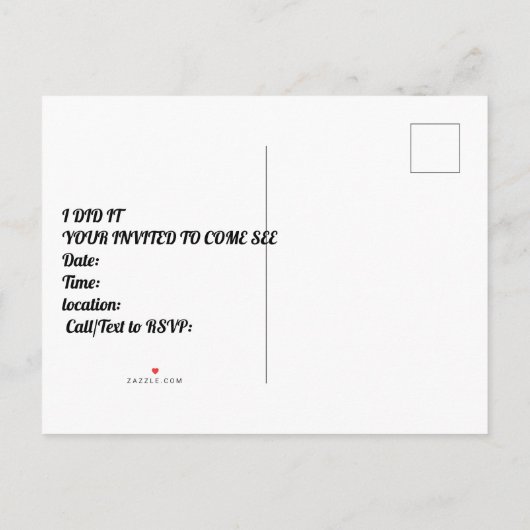 minimalistische uitnodiging tot Afstuderen (Achterkant)