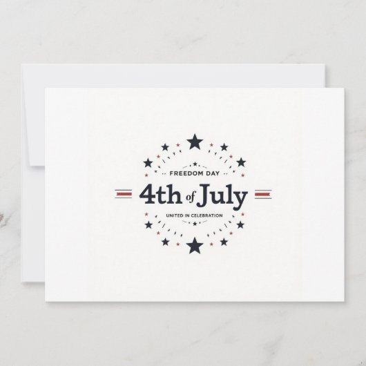 Minimalistische uitnodiging van 4 juli – Retro-typ (Voorkant)