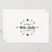 Minimalistische uitnodiging van 4 juli – Retro-typ (Voorkant / Achterkant)