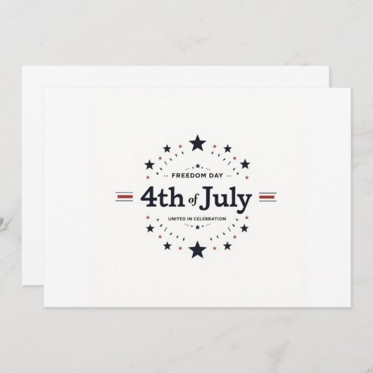 Minimalistische uitnodiging van 4 juli – Retro-typ (Voorkant / Achterkant)