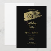Minimalistische uitnodiging van 60th Gold Black op (Voorkant / Achterkant)