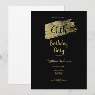 Minimalistische uitnodiging van 60th Gold Black op
