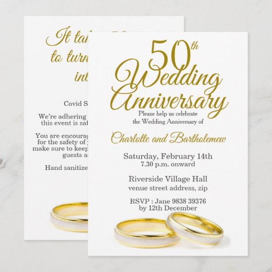Minimalistische uitnodiging voor 50-jarig huwelijk (Voorkant / Achterkant)