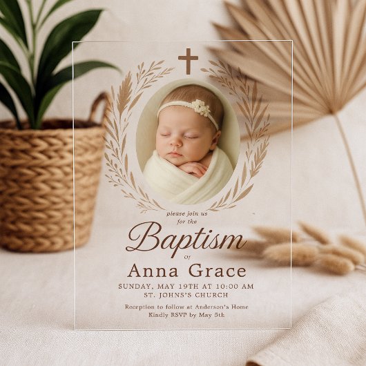 Minimalistische uitnodiging voor acryldoop