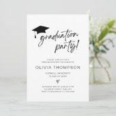 Minimalistische uitnodiging voor Afstuderen script (Staand voorkant)