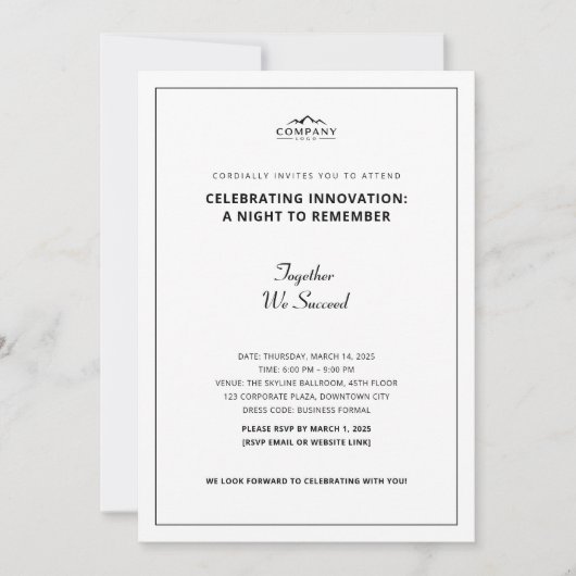 Minimalistische uitnodiging voor bedrijfsevenement (Voorkant)