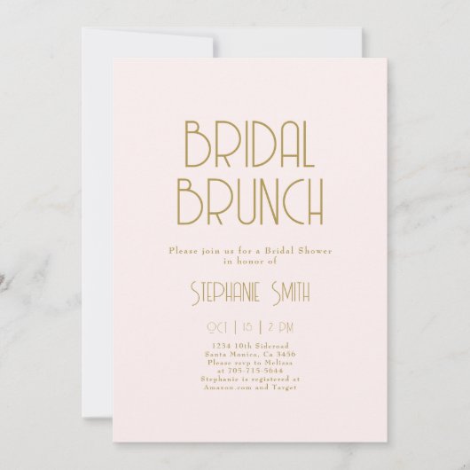 Minimalistische uitnodiging voor Bridal Brunch (Voorkant)