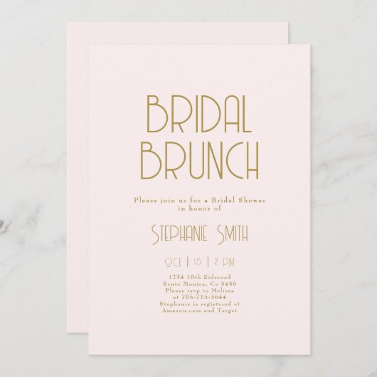 Minimalistische uitnodiging voor Bridal Brunch (Voorkant / Achterkant)