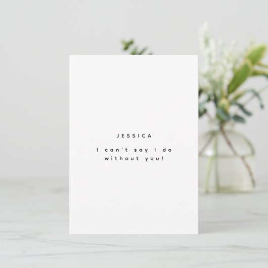 Minimalistische uitnodiging voor bruidsmeisje (Staand voorkant)