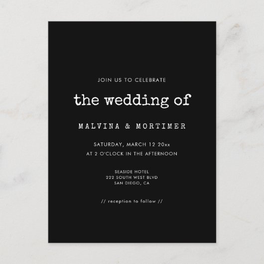  minimalistische uitnodiging voor een bruiloft met (Voorkant)