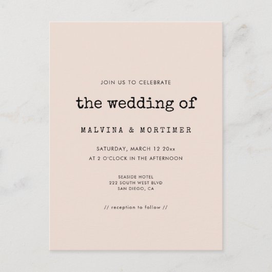 minimalistische uitnodiging voor een bruiloft met (Voorkant)