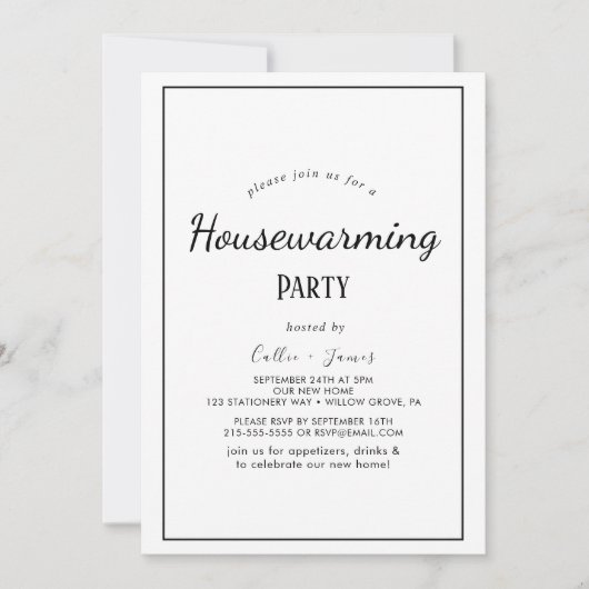 Minimalistische uitnodiging voor een housewarmingp (Voorkant)