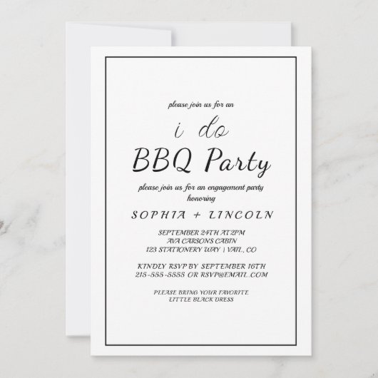 Minimalistische uitnodiging voor een "I Do BBQ"-ve (Voorkant)