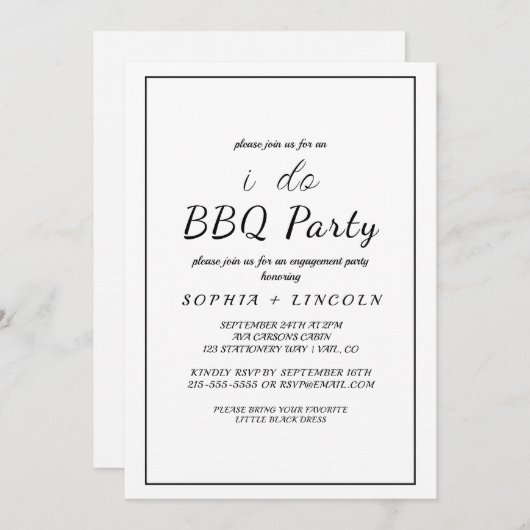 Minimalistische uitnodiging voor een "I Do BBQ"-ve (Voorkant / Achterkant)