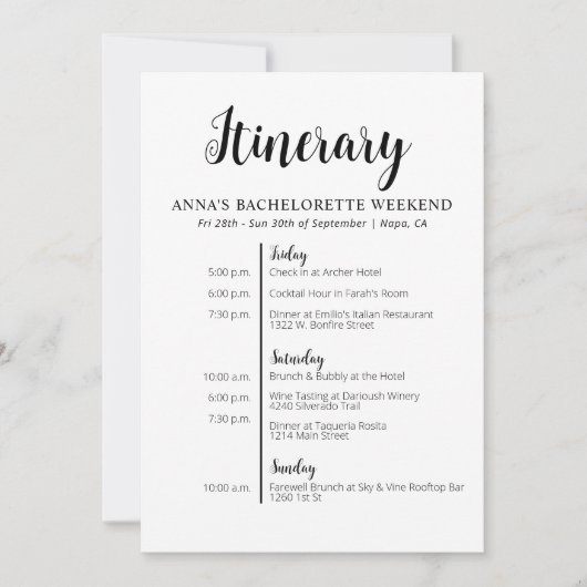 Minimalistische uitnodiging voor een vrijgezellenr (Voorkant)