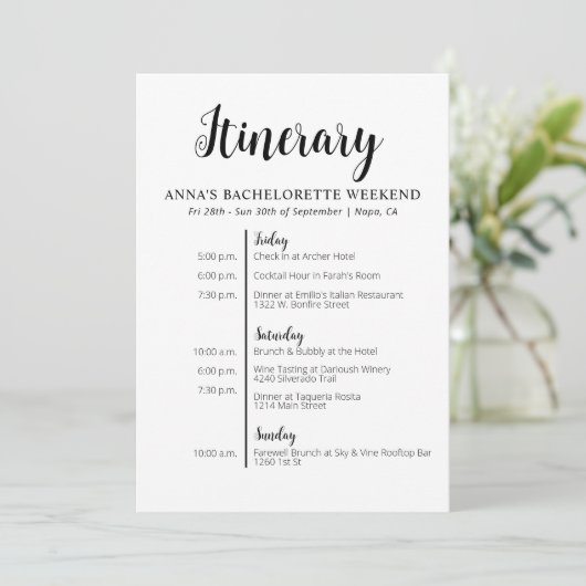 Minimalistische uitnodiging voor een vrijgezellenr (Staand voorkant)