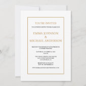 Minimalistische uitnodiging voor een witte en goud (Achterkant)
