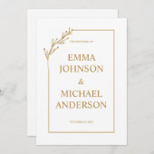 Minimalistische uitnodiging voor een witte en goud (Voorkant / Achterkant)