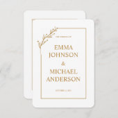 Minimalistische uitnodiging voor een witte en goud (Voorkant / Achterkant)