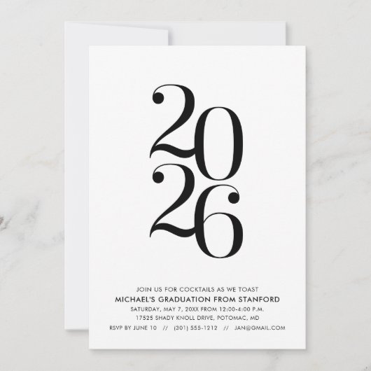 Minimalistische uitnodiging voor eindexamenfeest 2 (Voorkant)