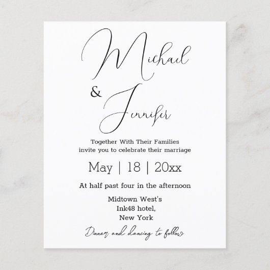 minimalistische uitnodiging voor het handschrift v (Voorkant)