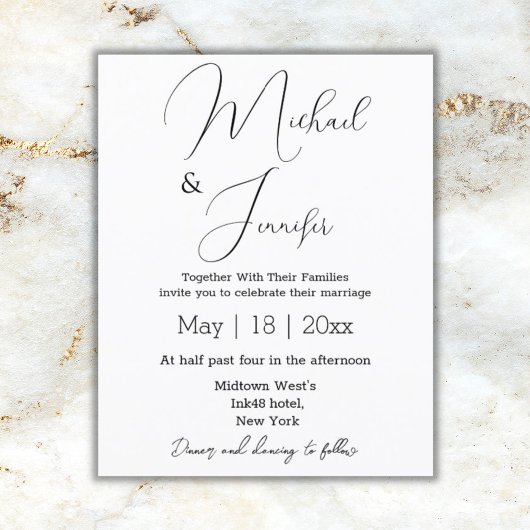 minimalistische uitnodiging voor het handschrift v