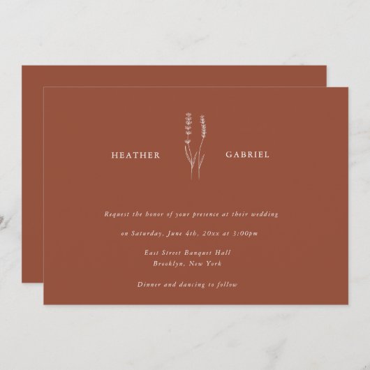 Minimalistische uitnodiging voor het huwelijk van  (Voorkant / Achterkant)