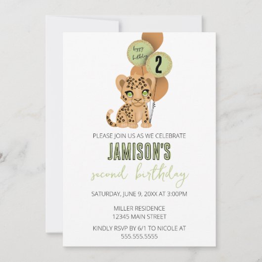 Minimalistische uitnodiging voor het luipaardverja (Voorkant)