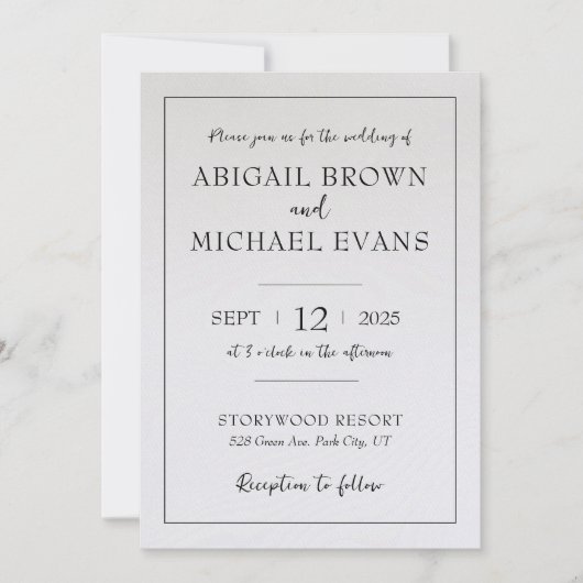 Minimalistische uitnodiging voor ivoren bruiloft (Voorkant)