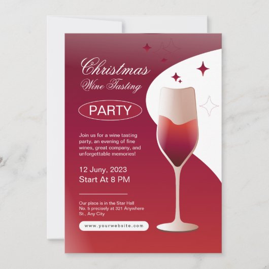 Minimalistische uitnodiging voor kerstwijnproeveri (Voorkant)