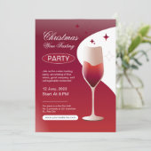 Minimalistische uitnodiging voor kerstwijnproeveri (Staand voorkant)