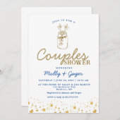 Minimalistische uitnodiging voor koppel bruisfeest (Voorkant / Achterkant)