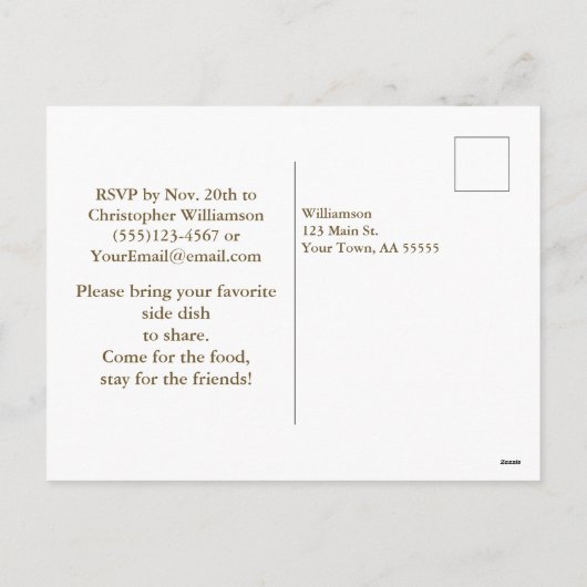 Minimalistische uitnodiging voor Leaf Friendsgivin (Achterkant)