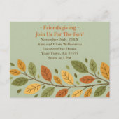Minimalistische uitnodiging voor Leaf Friendsgivin (Voorkant)