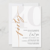 Minimalistische uitnodiging voor veertigste verjaa (Voorkant)