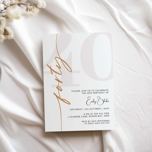 Minimalistische uitnodiging voor veertigste verjaa