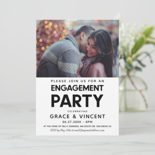 Minimalistische uitnodiging voor verlovingsfeest (Staand voorkant)