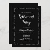 Minimalistische uitnodiging voor zwart-wit pensioe (Voorkant / Achterkant)