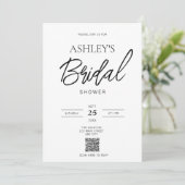 Minimalistische uitnodiging voor zwart-wit QR-code (Staand voorkant)