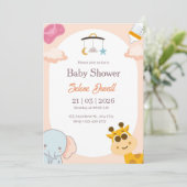 Minimalistische uitnodigingen voor Baby shower (Staand voorkant)
