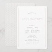 Minimalistische uitnodigingen voor modern wit Baby (Voorkant / Achterkant)