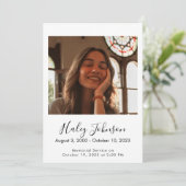 Minimalistische uitvaart aankondiging (Staand voorkant)