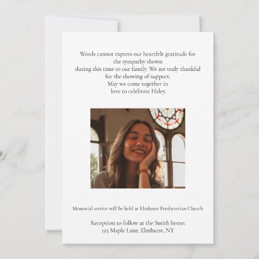 Minimalistische uitvaart aankondiging (Achterkant)