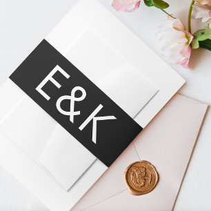 Minimalistische Ultra Moderne Vette Grote Monogram Uitnodigingen Wikkel