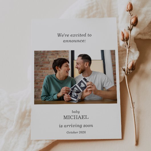 Minimalistische Ultrasound Zwangerschapsaankondigi Kaart